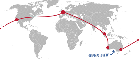 An open jaw flight between Perth and Sydney on a RTW ticket